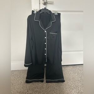 Black Women's Pajama Set with White Trim